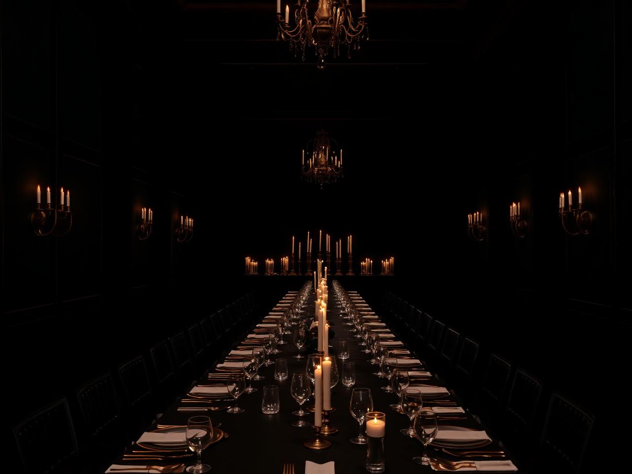 Candlelit banquet hall